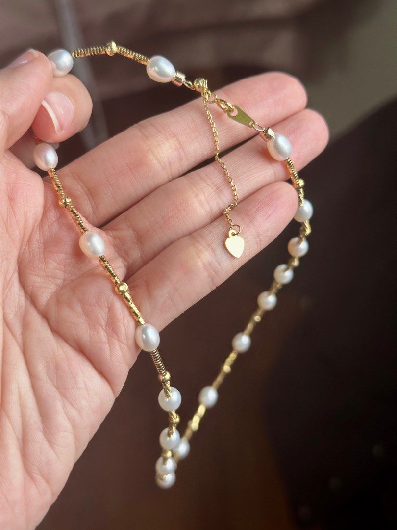 Freshwater pearl necklace and bracelet set discount