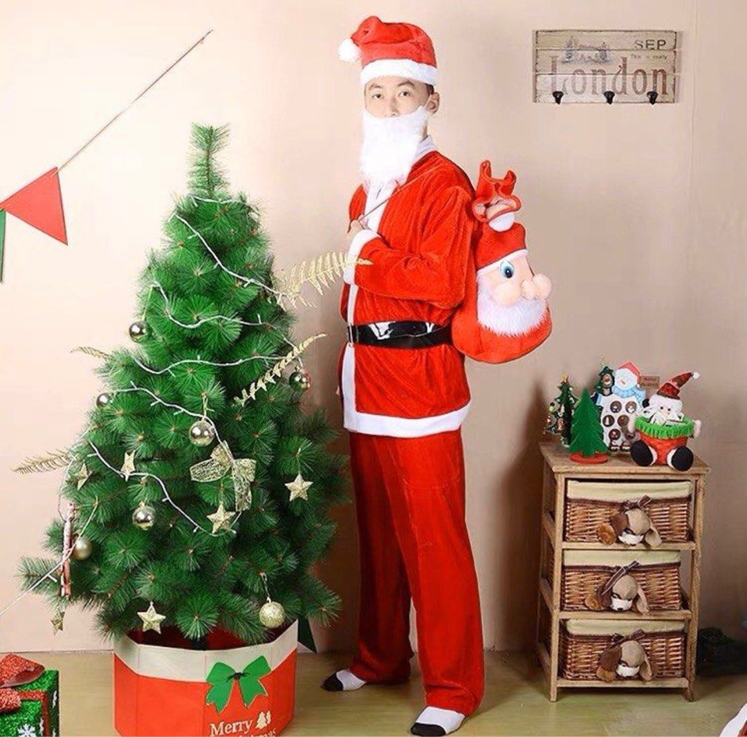 Ready Stock Adult Cheap Christmas Costume Santa Claus Cosplay