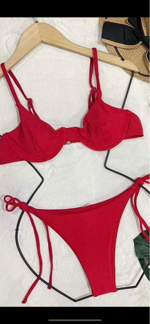Red Shein Bikini, Women's Fashion, Swimwear, Bikinis & Swimsuits on