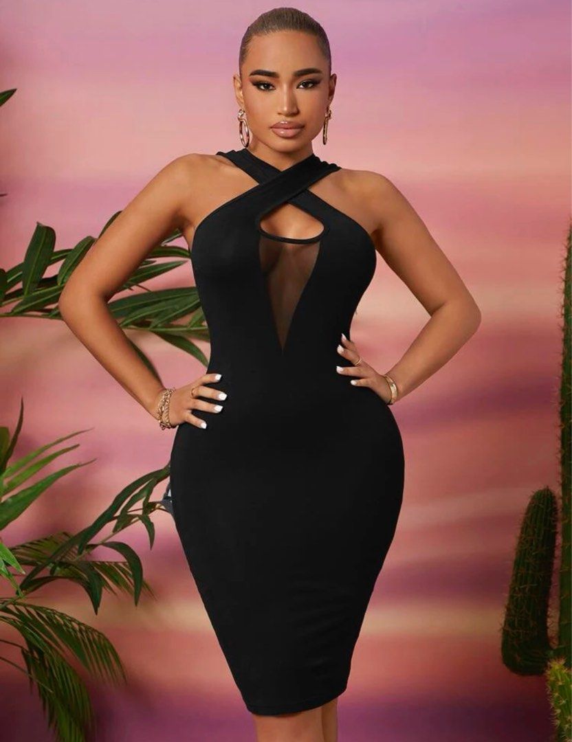 bodycon long dress Womens Summer Fashion Petite Criss Cross Back Bodycon Tank Dress – Peach  Couture main image 0