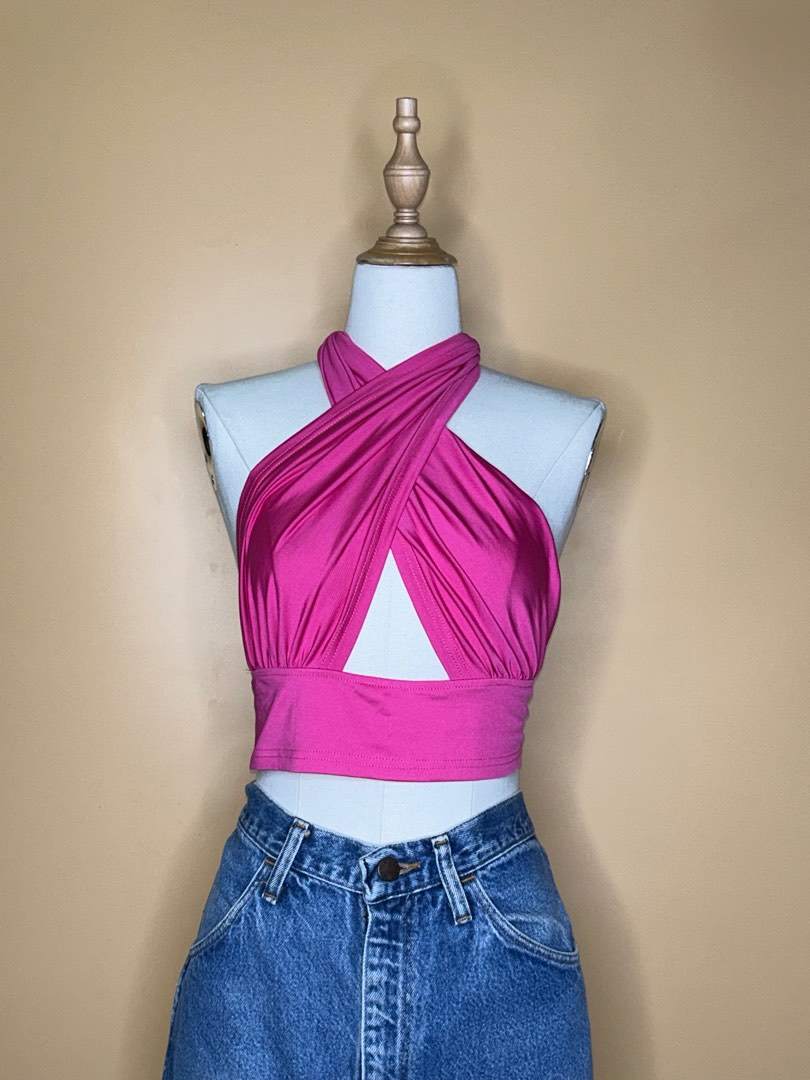 SHEIN Cross Halter Top, Women's Fashion, Tops, Sleeveless on Carousell