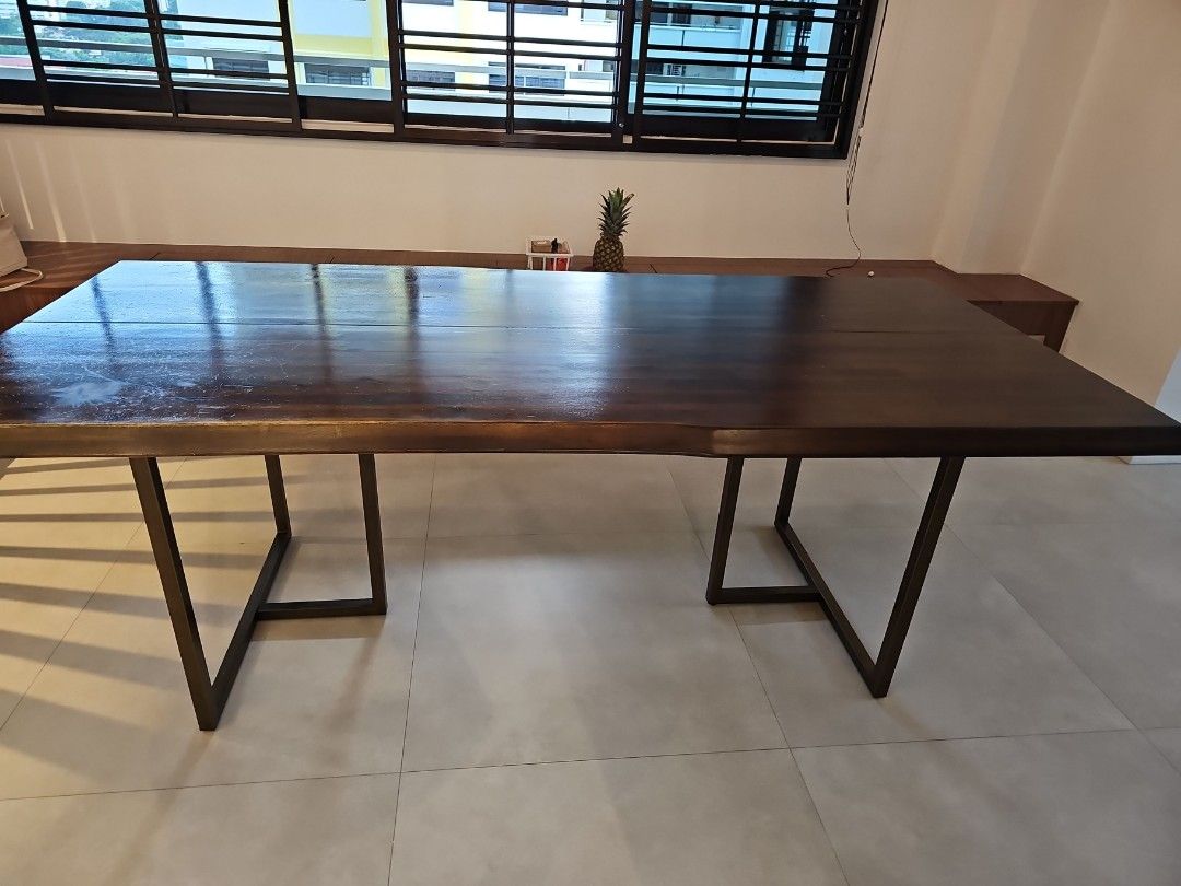 Solid Wood Dining Table (Category: Tables & Sets) located in Singapore. Submitted by xlingx (Listing ID 1272405950, Image 3). Description: Table in good condition, chat to find out more. Need to arrange your own delivery. price negotiable for fast deal..