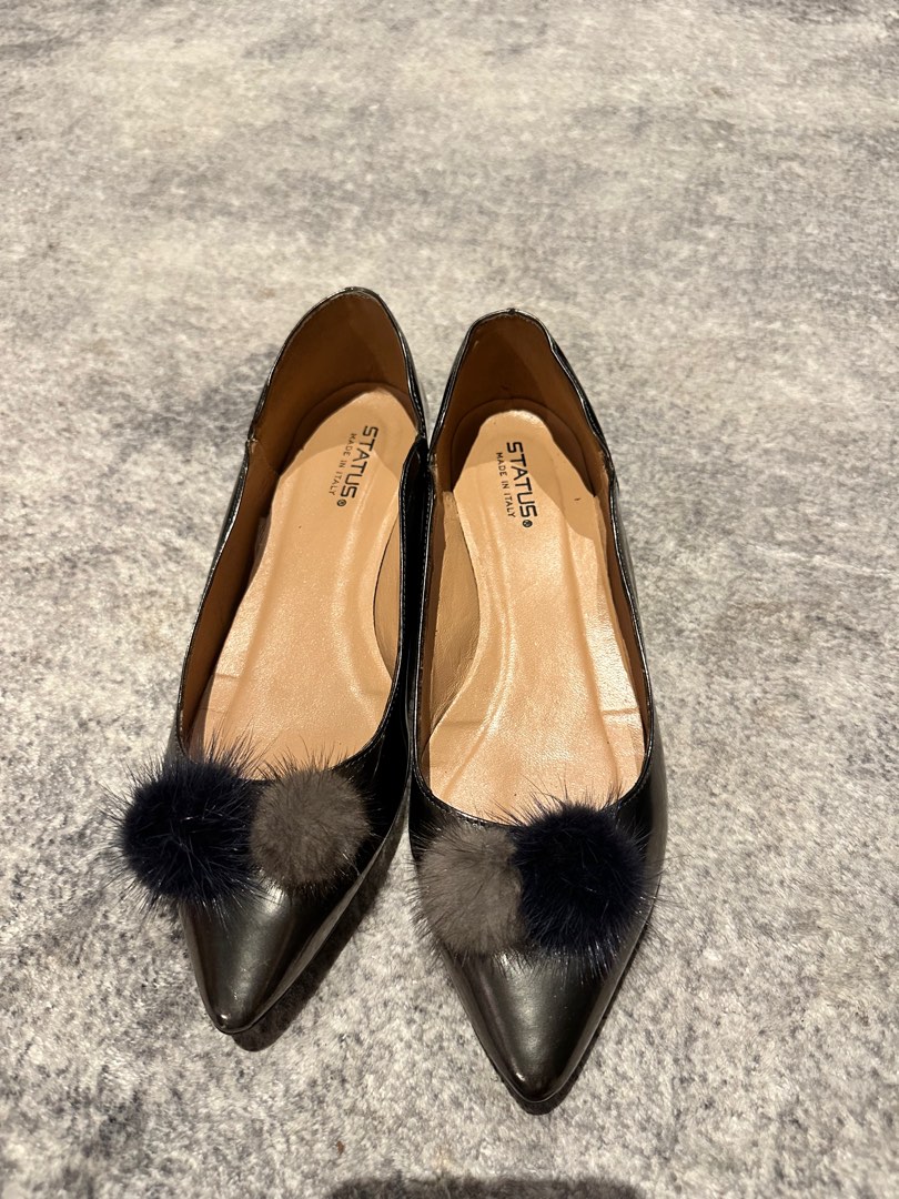 Fur cheap flat shoes