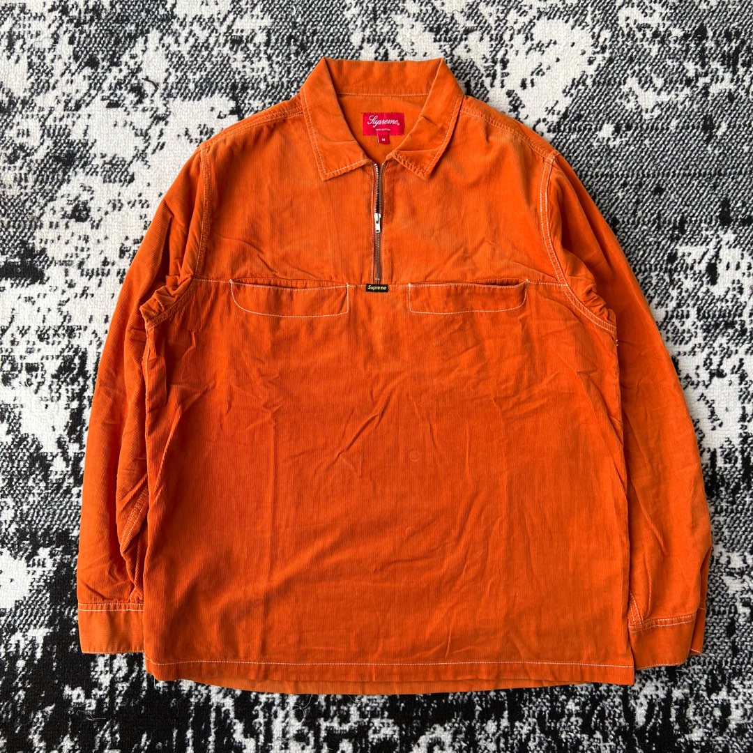 Supreme corduroy half zip shirt black store