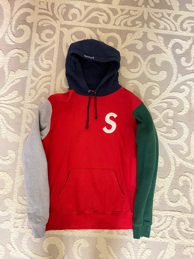 Supreme s logo store colorblocked hooded sweatshirt
