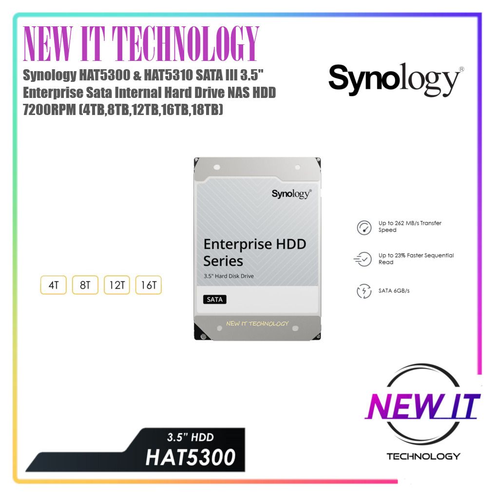 Synology 16TB HAT5300 SATA III 3.5 Internal Enterprise HDD