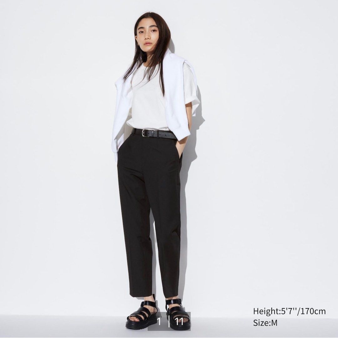UNIQLO SMART ANKLE PANTS (Black, L), Women's Fashion, Bottoms