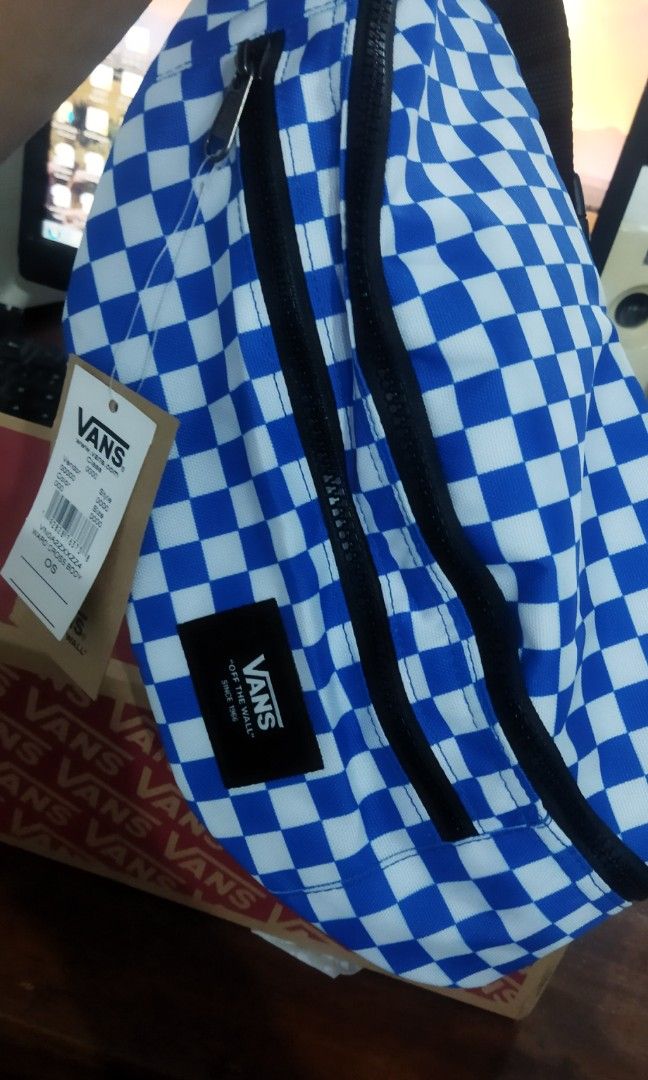Vans ward cross body bag checkerboard blue white Fesyen Pria Tas