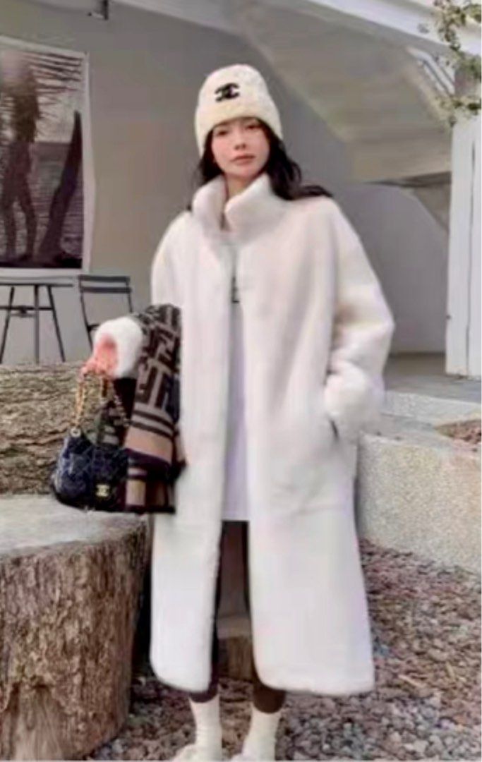 White clearance shaggy coat