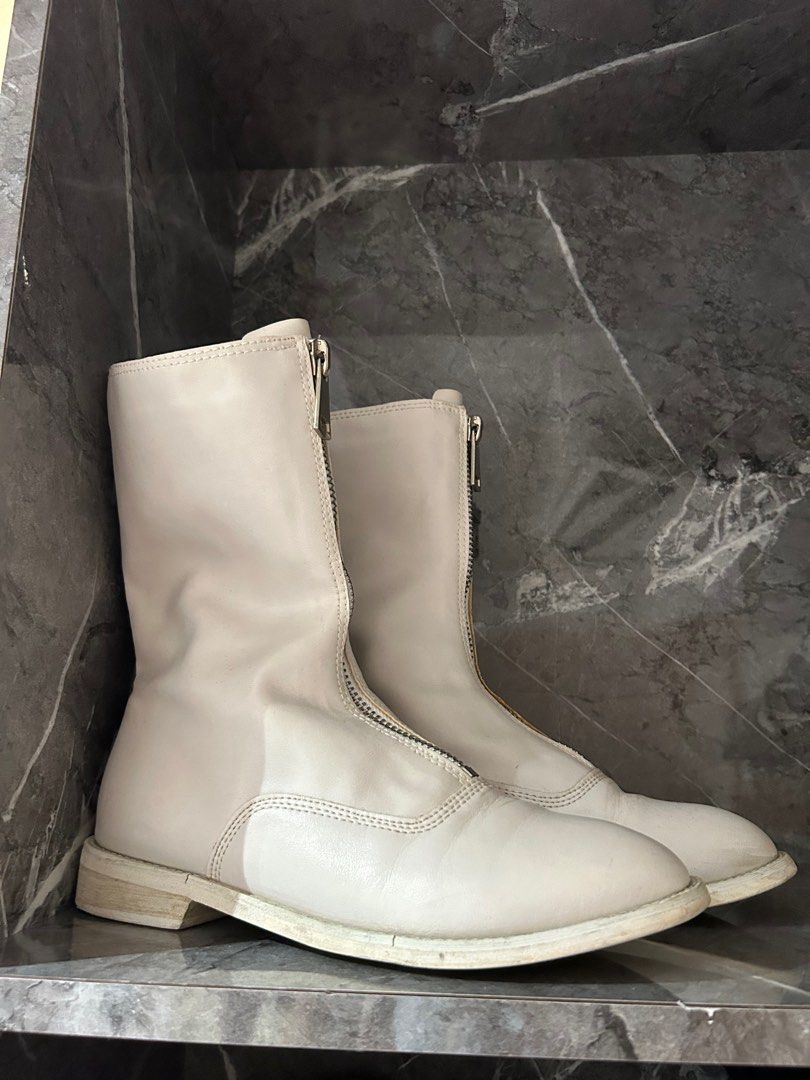 White zip top up boots