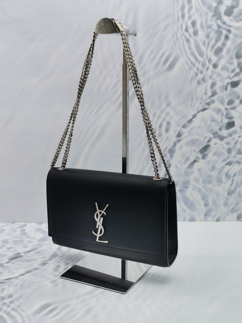 Ysl black deals bag silver chain
