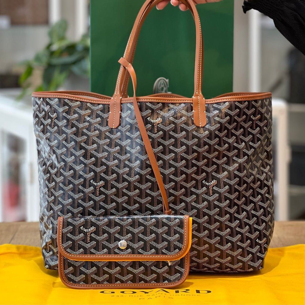 100 authentic brand new goyard saint louis pm tote black black brown