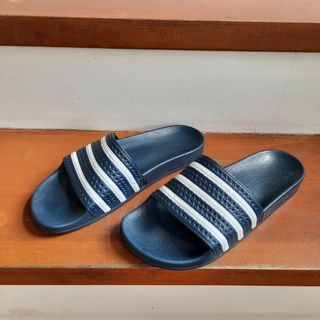Adidas Slides for Men Dark Blue and White Made in Italy US 11