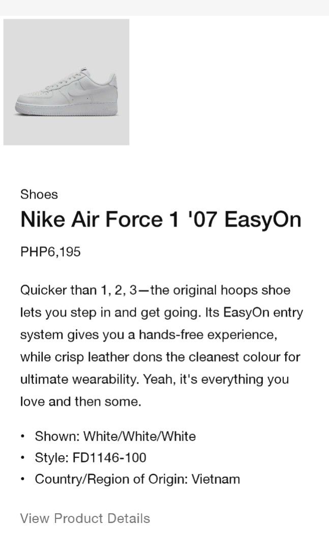 Air force 1 easy on Men s Fashion Footwear Casual Shoes on Carousell