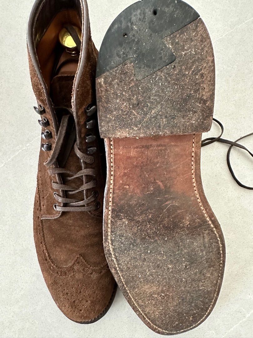Alden Dark Brown Suede Wing Tip Boot Barrie Last Men s Fashion