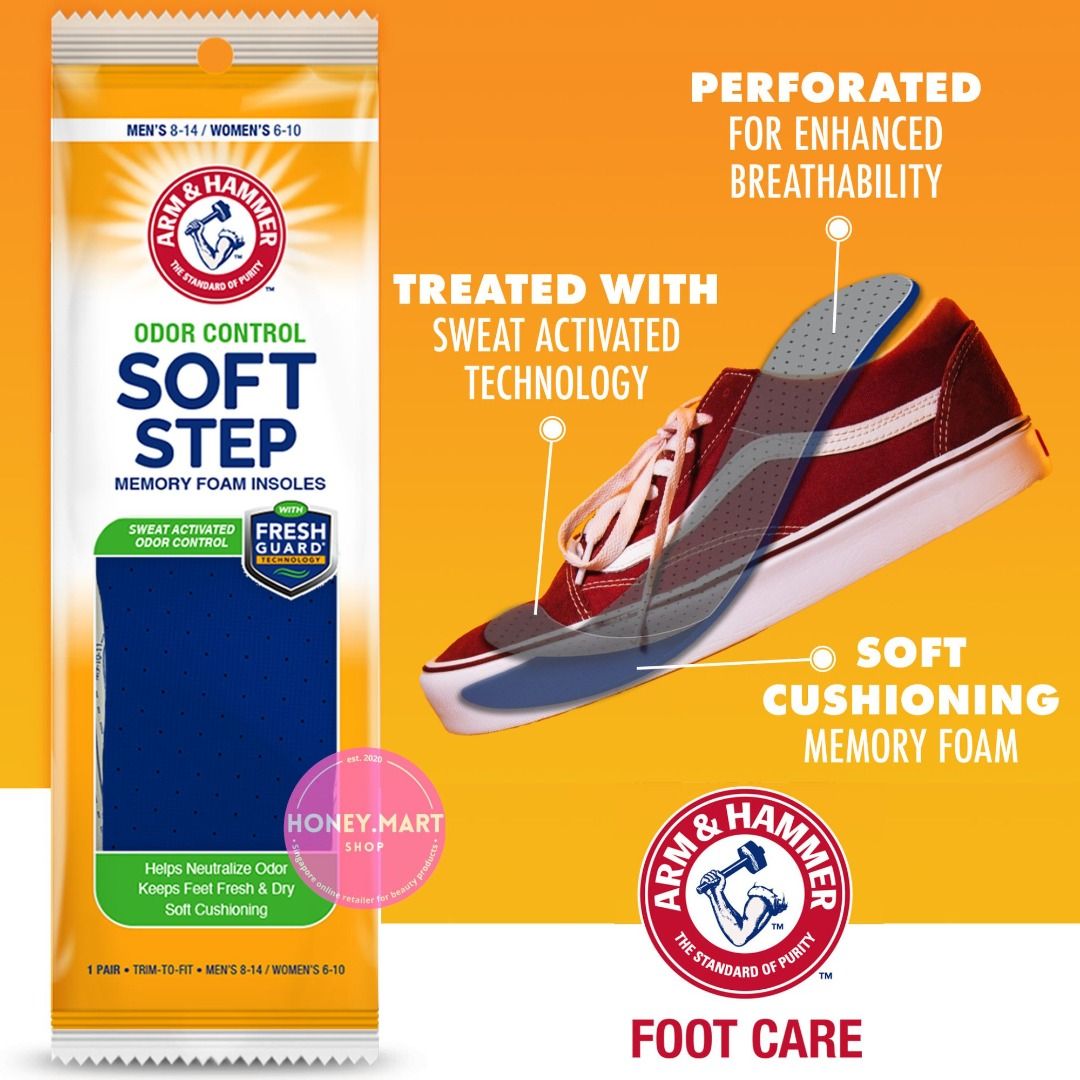 Arm Hammer Odor Control Soft Step Memory Foam Insoles for Men