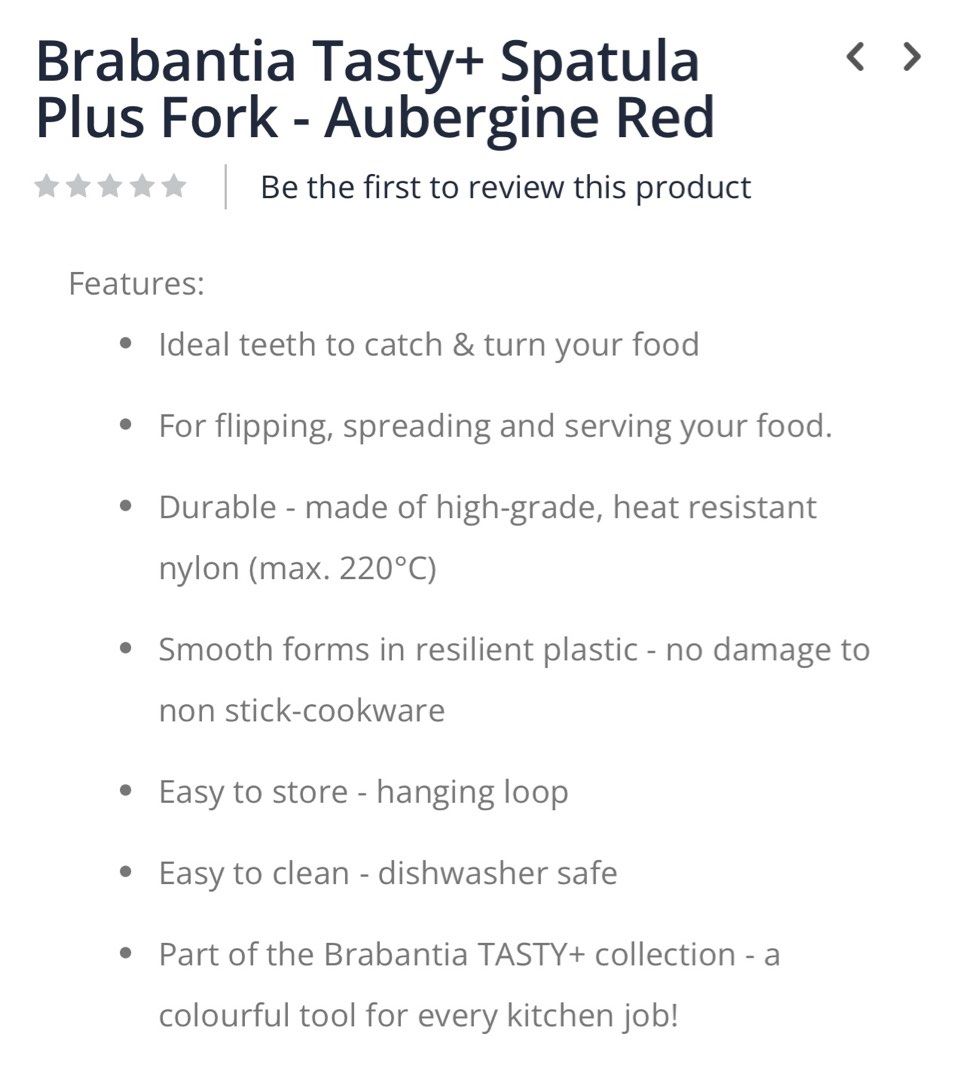 Brabantia Tasty+ Spatula Plus Fork, Aubergine Red