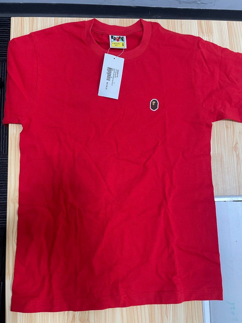 BAPE Bathing Ape Plain Red T Shirt S Size Men s Fashion Tops