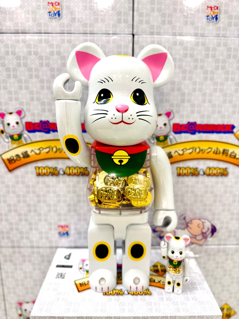 BE@RBRICK 招き猫 小判 白メッキ 100％ u0026 400％ ベアブリック - フィギュア