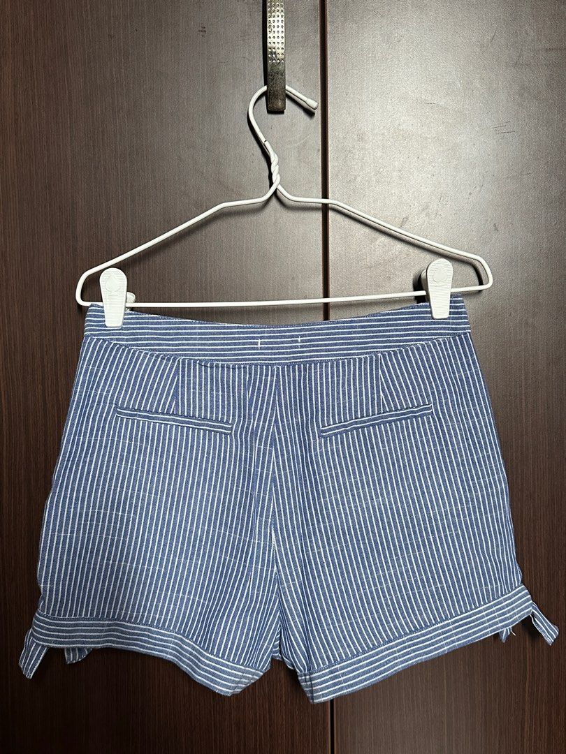 Blue and White Striped Shorts