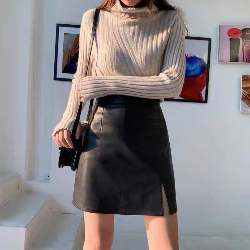 BNWT high waisted black pvc leather skirt Women s Fashion