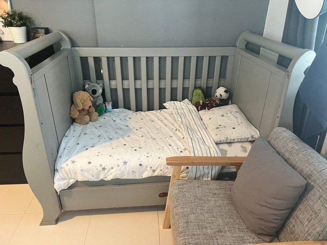 Boori country top sleigh cot