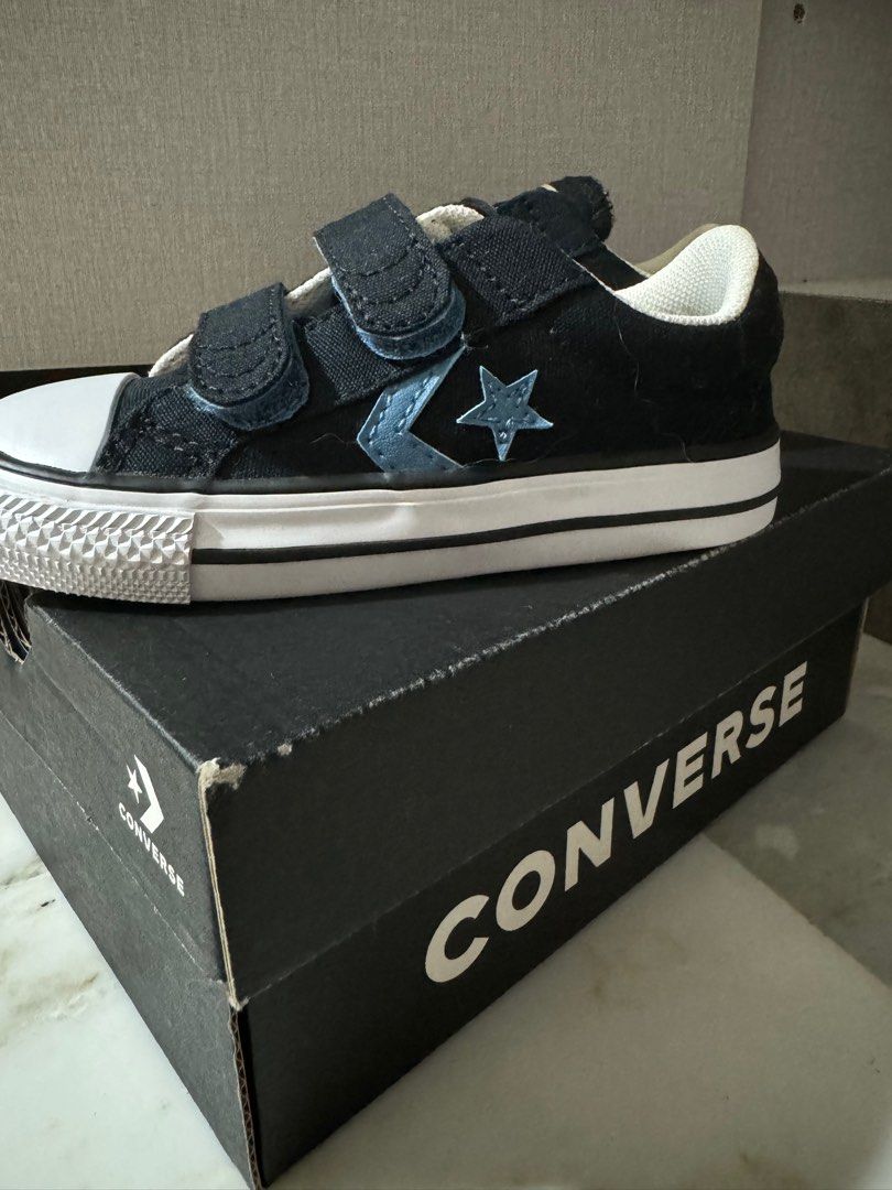 Childrens black discount leather converse