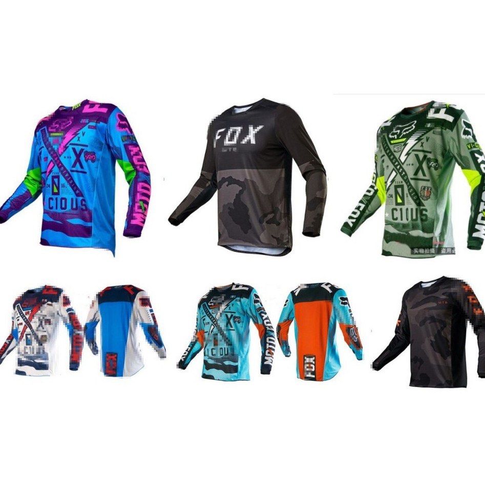 (BRAND NEW IN STOCK) FOX UNISEX Men's and women's long sleeved motorcycle off-road sports shirt fast drying off-road vehicle top T-shirt (Category: Motorcycle Apparel) located in Singapore. Submitted by Bikes.galore (Listing ID 1273262189, Image 1). Description: [Product Information] Product Name: Cycling Jersey/Apparel Fabric: 100% polyester fiber Features: Quick-drying, breathable, comfortable, strong elasticity Color: Please refer to the actua