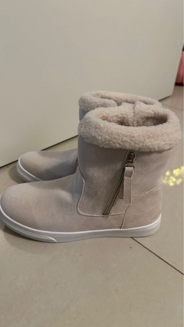 Fur top sneaker boots