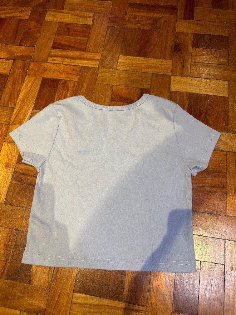 Brandy Melville Blue Cropped Shirt (Category: Shirts) located in Pasig City. Submitted by soph__ (Listing ID 1273288168, Image 3). Description: No ww No measurements Fits xs-S free size.