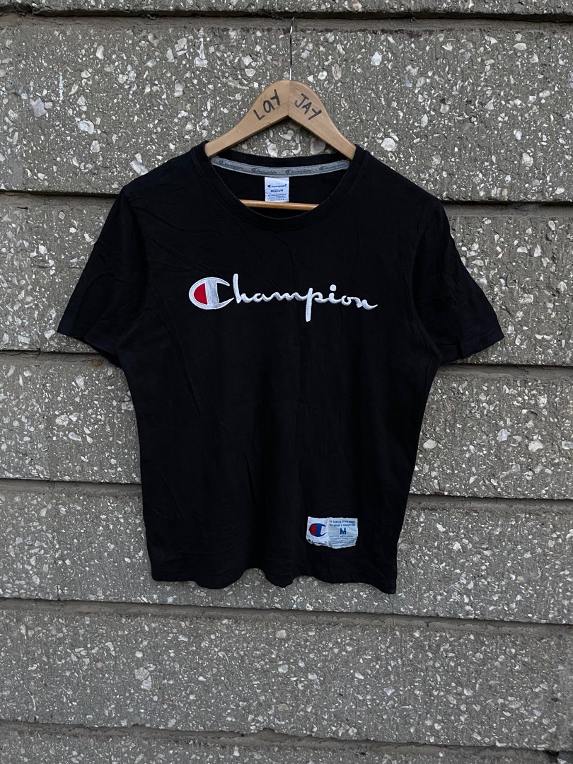 CHAMPION SCRIPT / embroidered logo, Men's Fashion, Tops & Sets, Tshirts ...