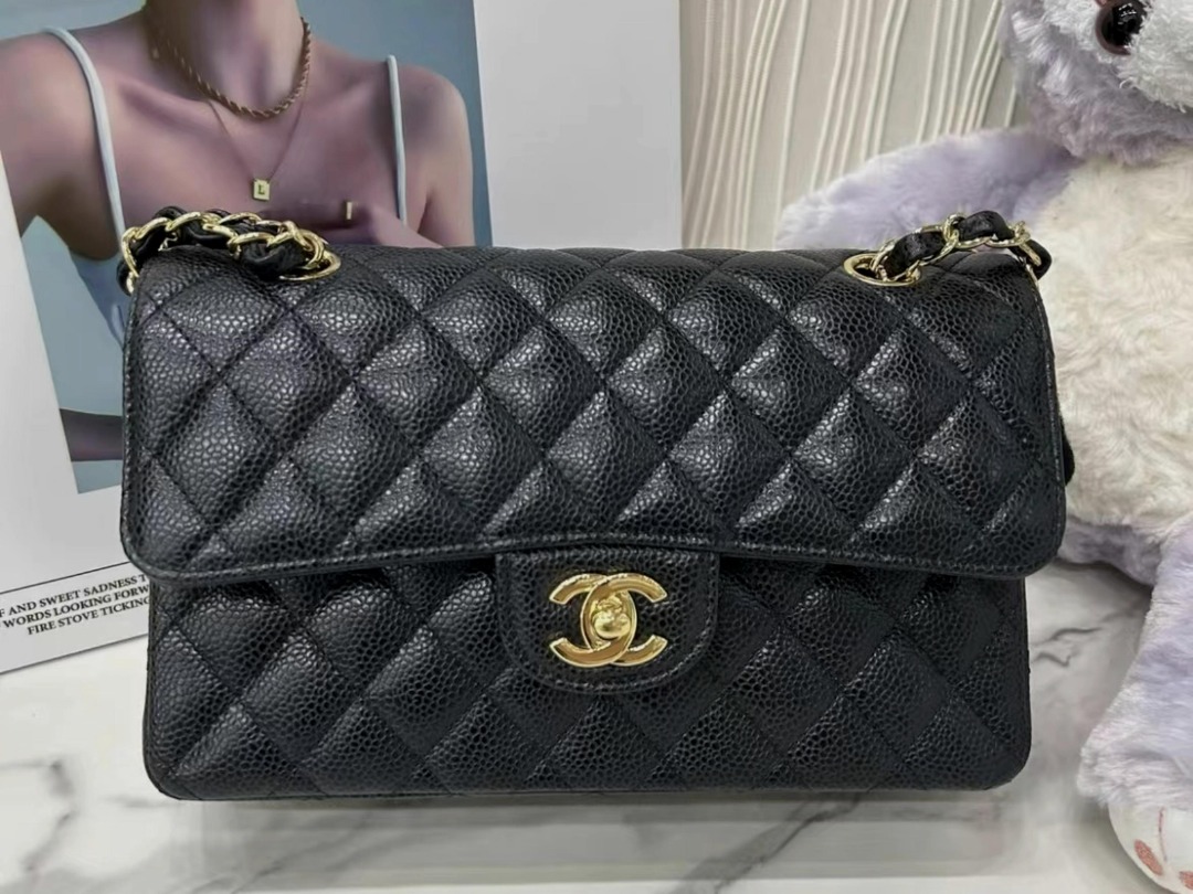 chanel classic flag medium black gold Women s Fashion Bags