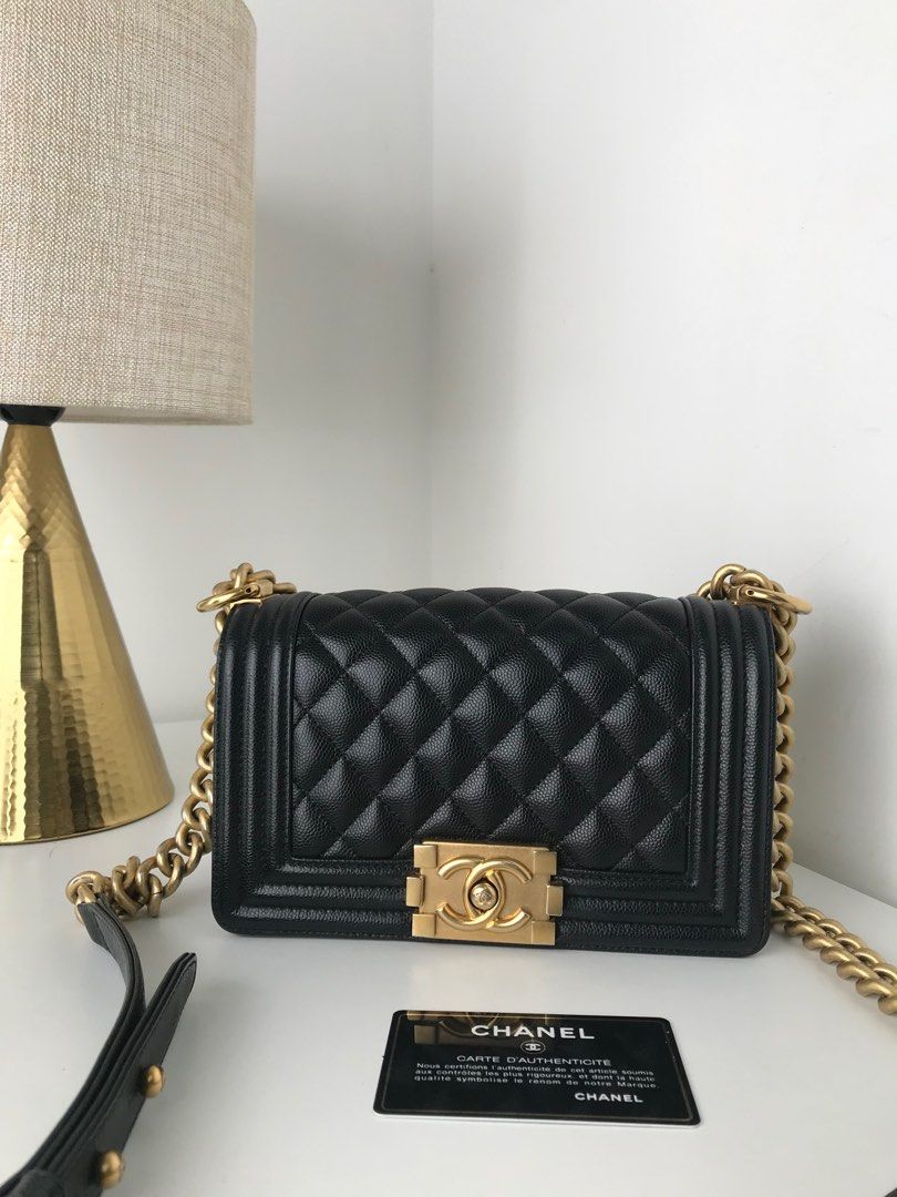 Chanel black caviar hotsell boy bag