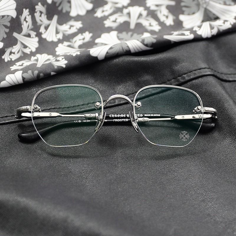 クロムハーツ FROSTED ハーフリム サイドクロス眼鏡 メンズ 49□21-139  