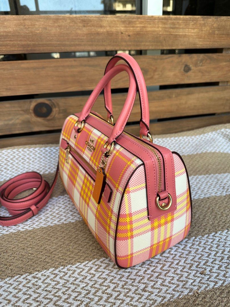 Coach rowan plaid pink (Category: Luxury Bags & Wallets) located in Pasig City. Submitted by jackie_ginger (Listing ID 1201217208, Image 2). Description: Onhand with tag and care card.