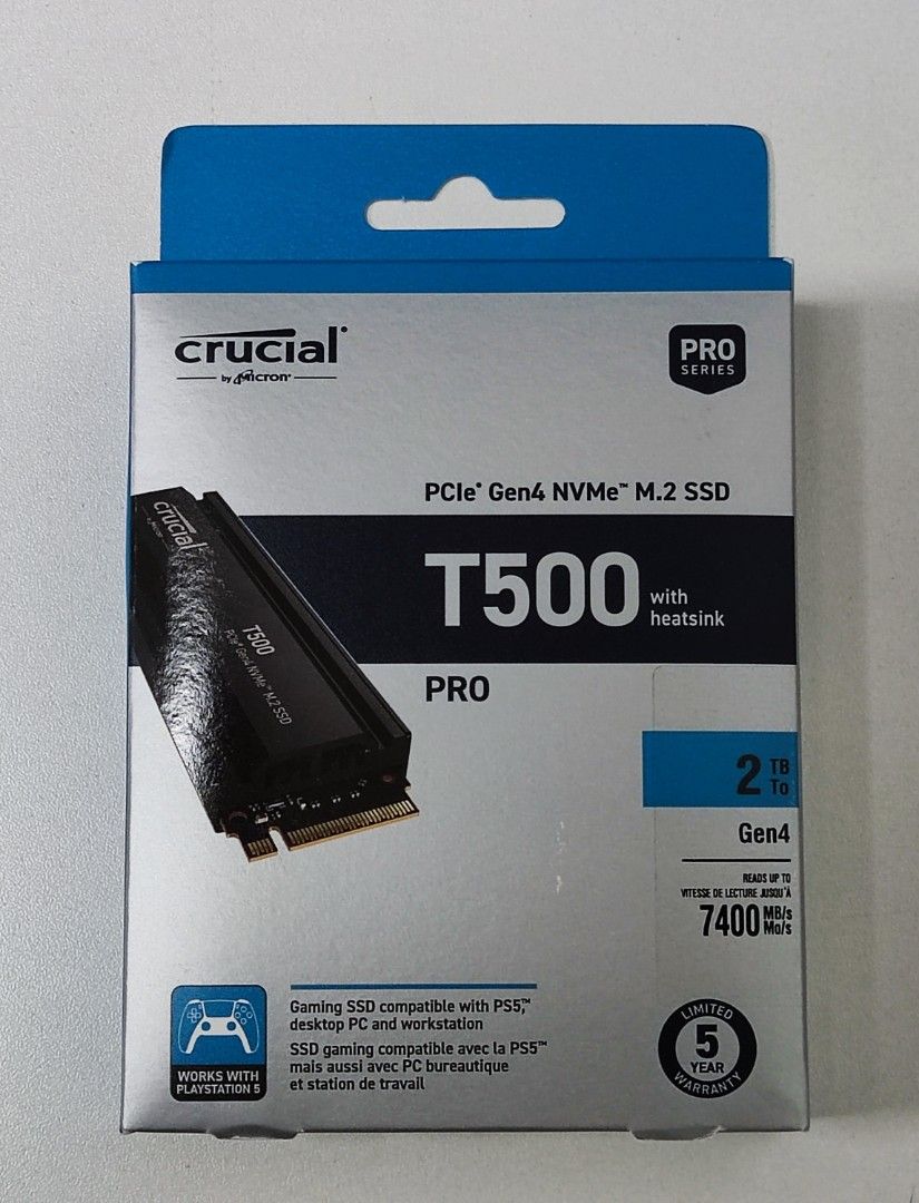  Crucial T500 1TB Gen4 NVMe M.2 Internal Gaming SSD Pro