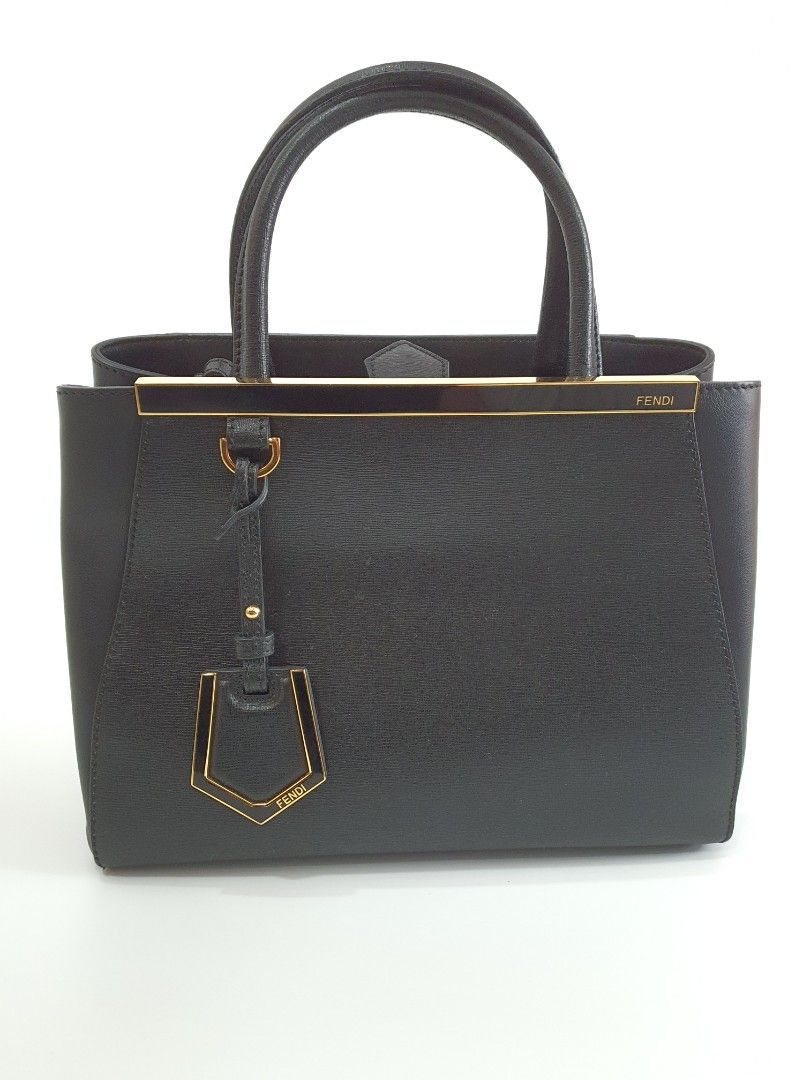 Fendi PETITE 2 Jours Black Leather with Gold Hardware . Women s