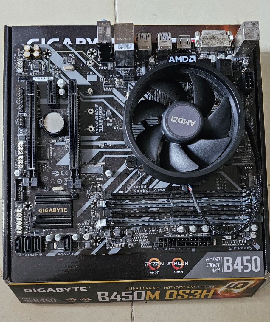 Gigabyte B450M DS3H w Ryzen 5 2600 Motherboard CPU