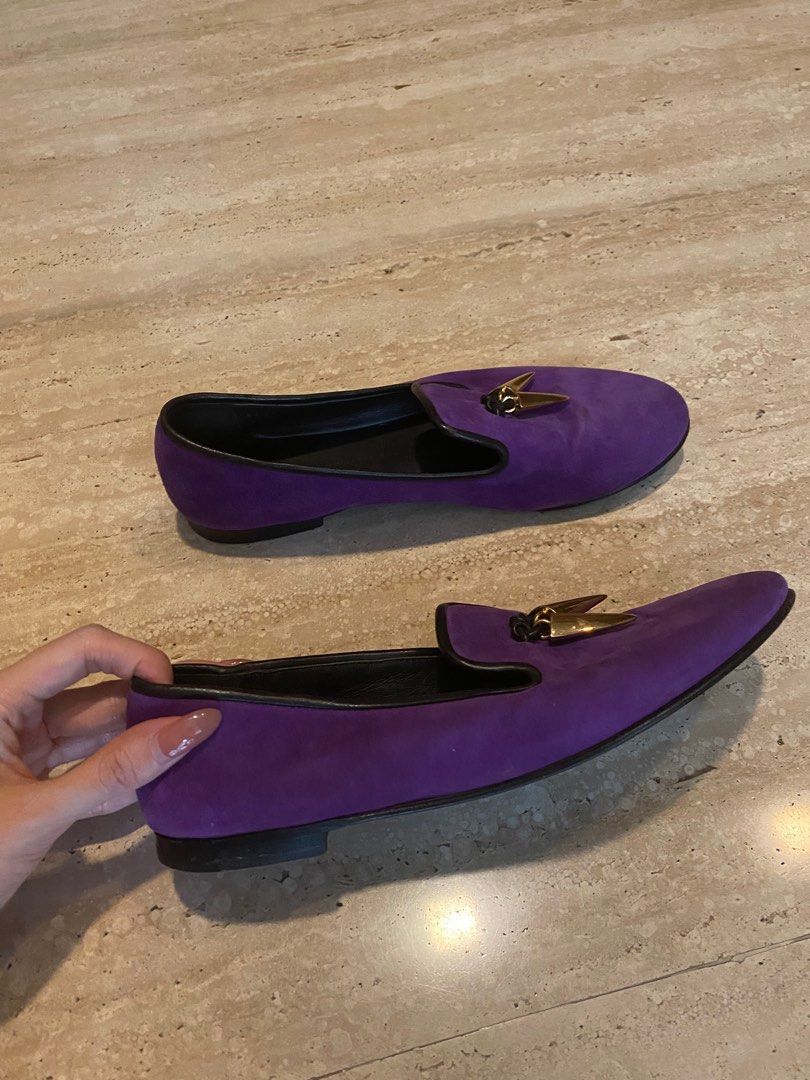 Purple and gold loafers top