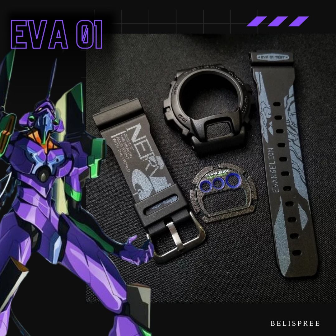G Shock Evangelion Band and bezel DW 6900 Custom Design Watch