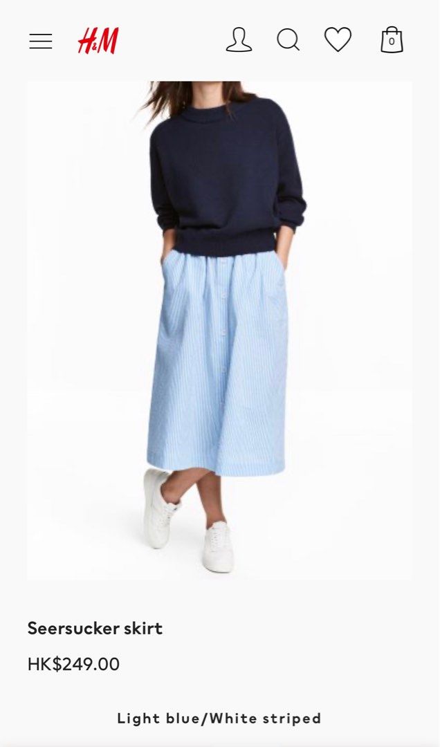 H&m striped midi skirt clearance