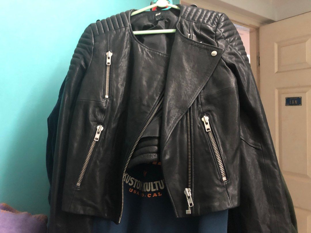 H&m leather biker jacket sales