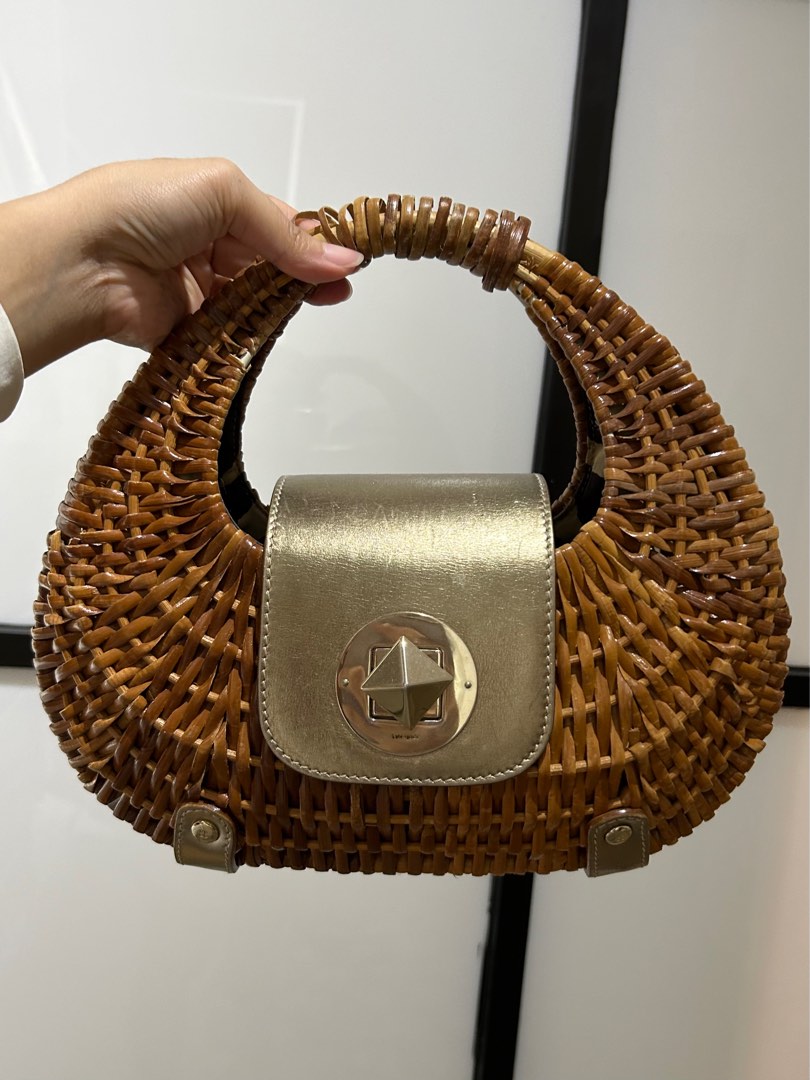 Kate Spade rattan bag (moon shaped), Luxury, Bags & Wallets on Carousell