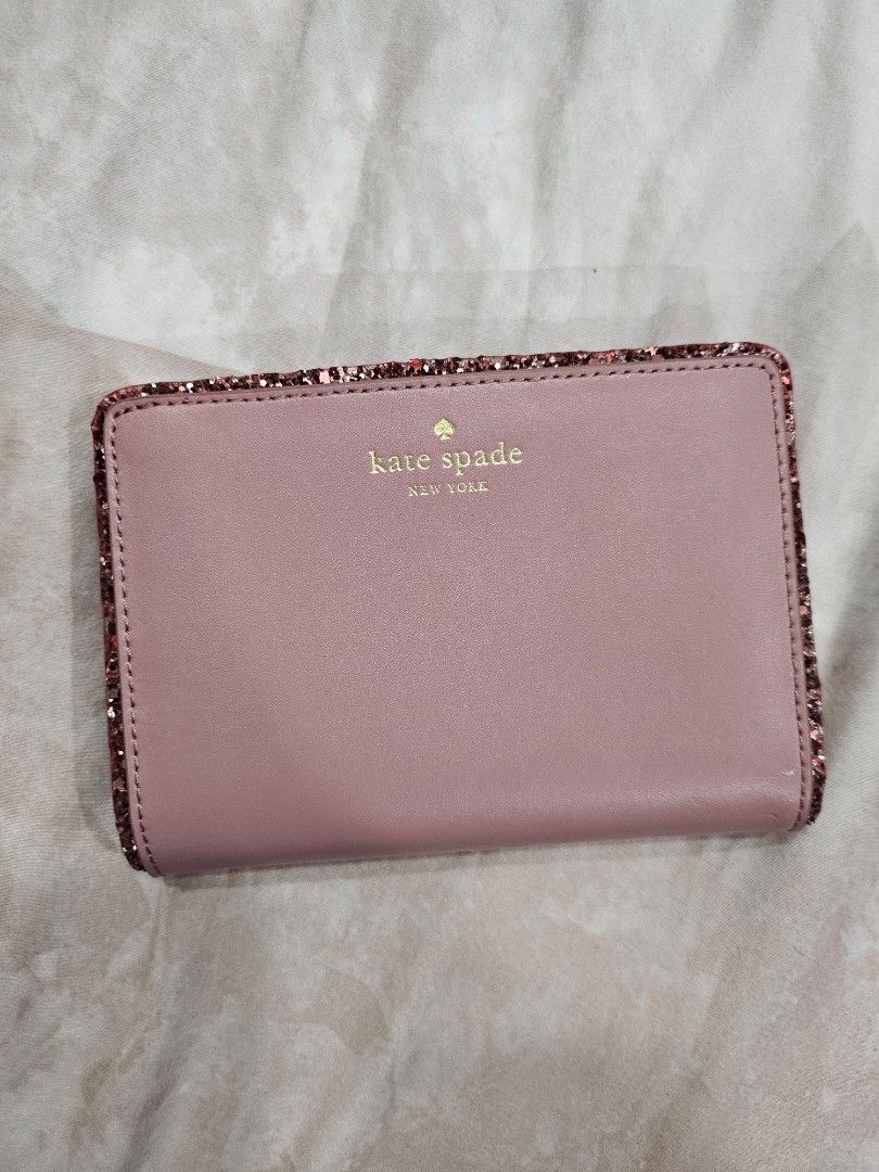Kate Spade tellie seton drive wallet in dusty peony with glitter
