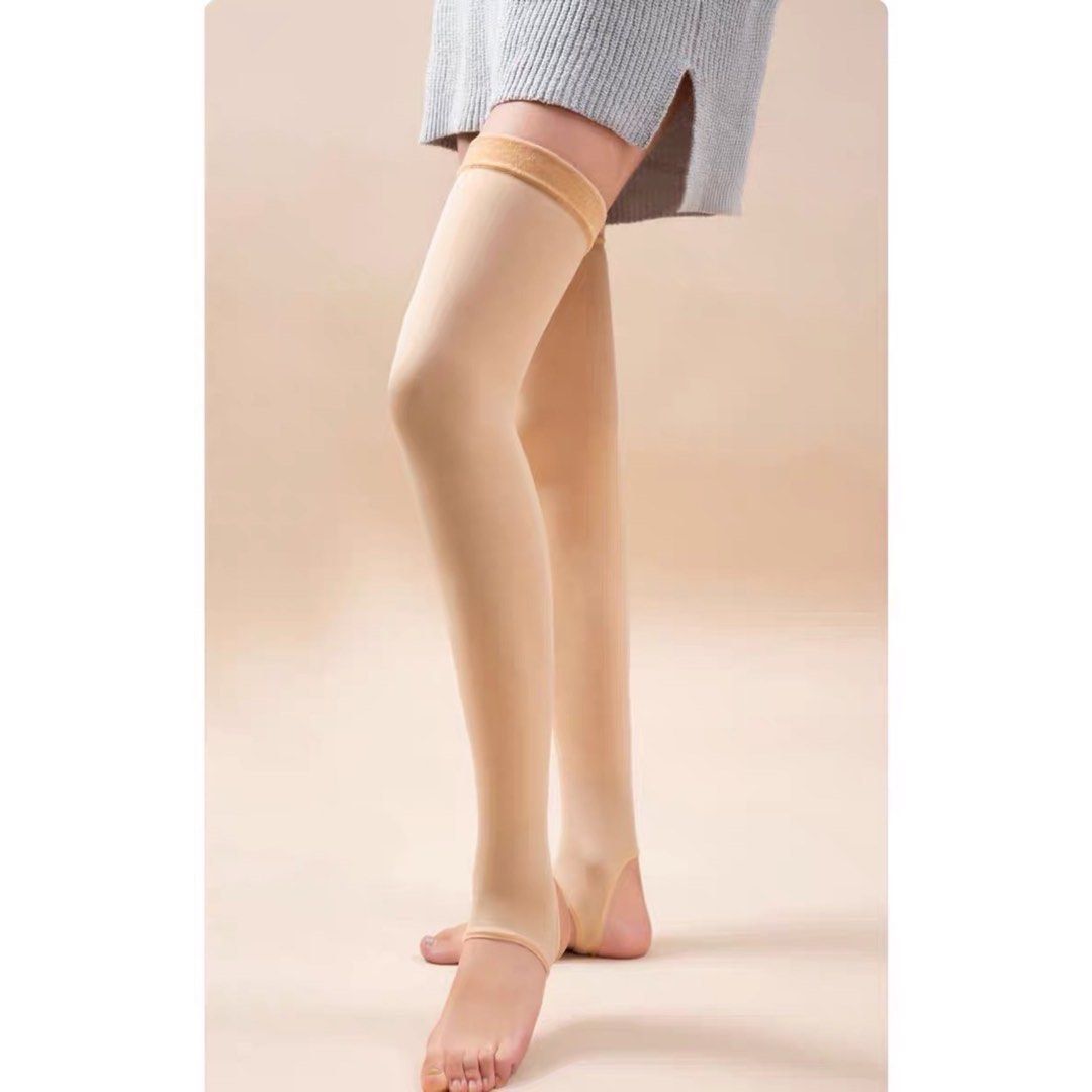 Knee High Fleece Lined Leggings in Nude/ Skintone (For Autumn