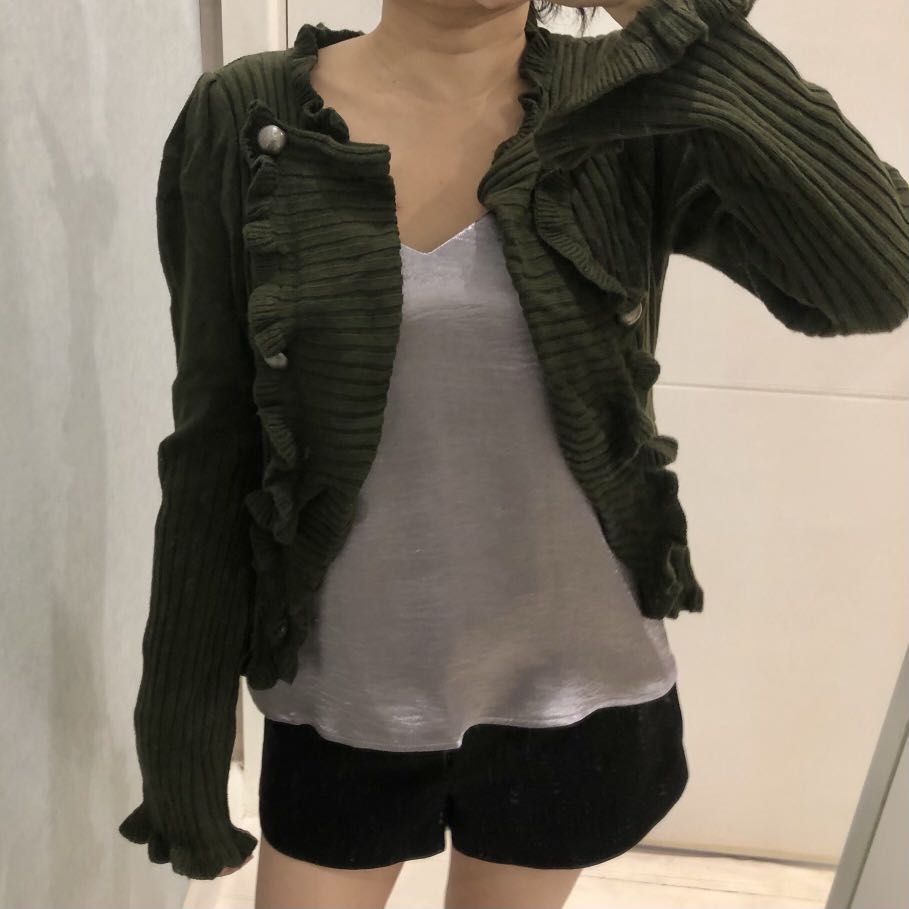 Military green cardigan store