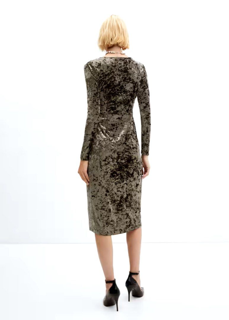 mango green velvet dress Candela main image 1