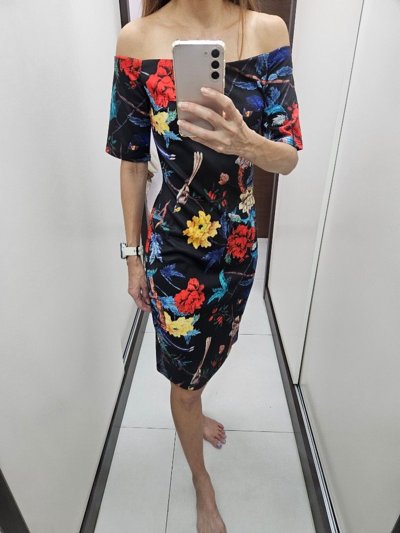 mds off shoulder dress Transition into the new year with an elevated wardrobe. Boat neck drape dress now available at www.mds.store | MDSCollections