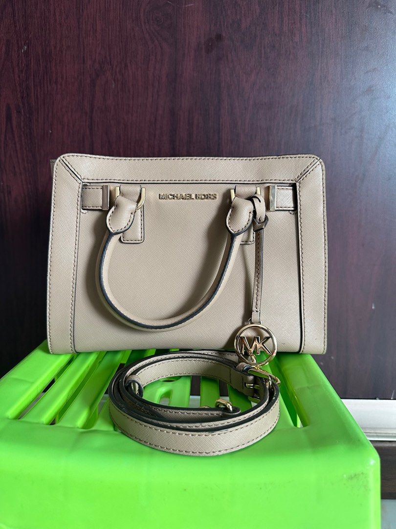 MK Dillon Small SAFFIANO leather satchel in nude Luxury Bags Wallets on Carousell