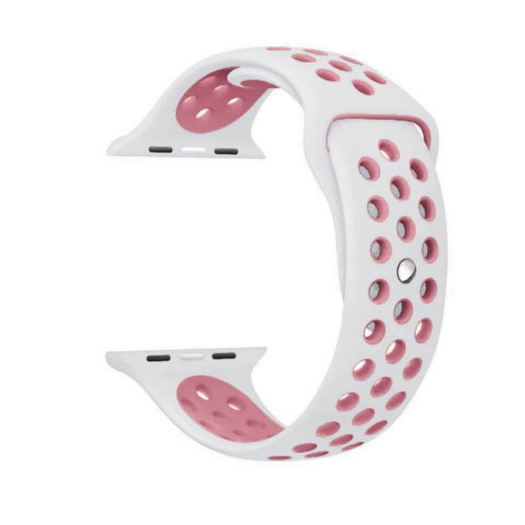 White apple watch with pink band on sale